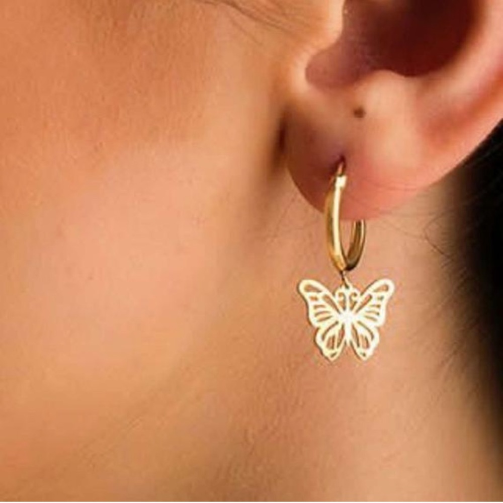 Gold Butterfly Huggie Earrings
